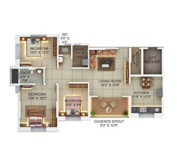  3 BHK Apartment at Pinnac River Dale Residency, Karve Nagar – for Sale