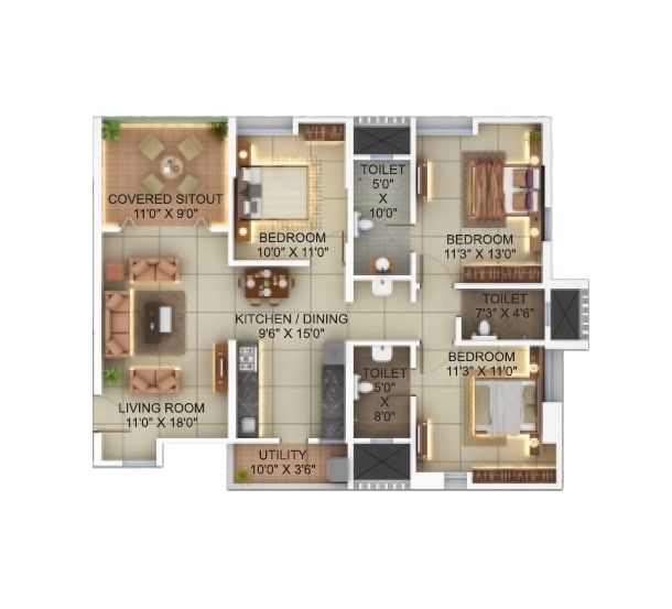 Other, pinnac-river-dale-residency 3 Bedroom 995 Sq.Ft. Apartment In Karve Nagar Pune 9197555