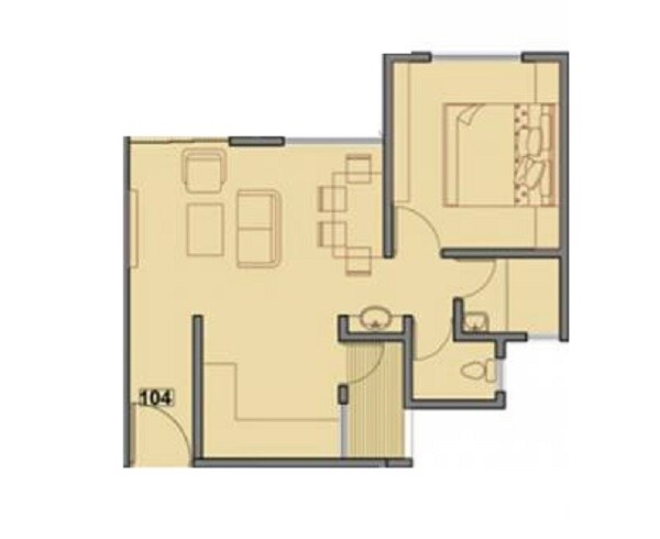 Floor plan of 2 BHK 521 Sq. Ft. Apartment in Pinnacle Neelanchal, Pune