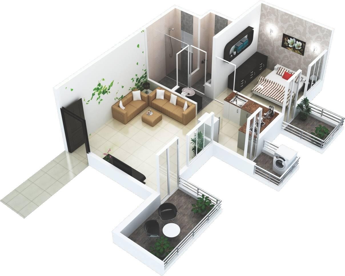 Floor plan of 1 BHK 376 Sq. Ft. Apartment in Pioneer Govindbaug, Pune