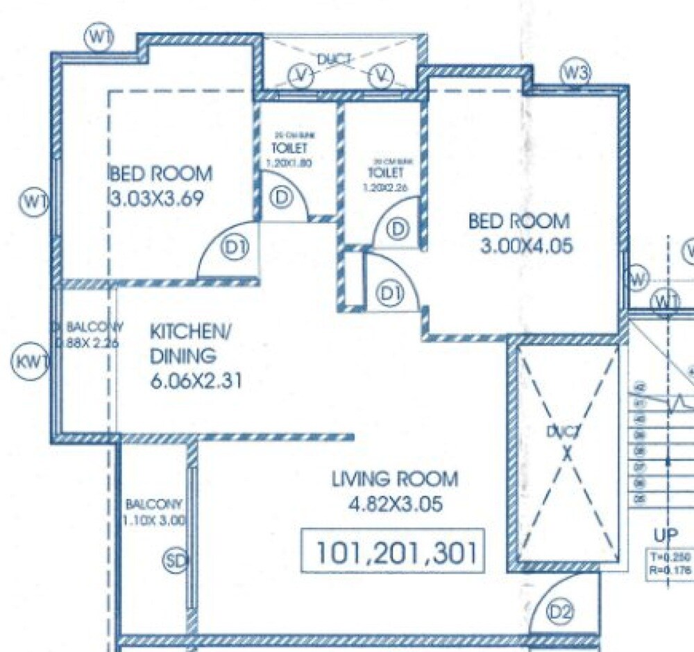 Floor plan of 2 BHK 701 Sq. Ft. Apartment in Pioneer Revati, Pune