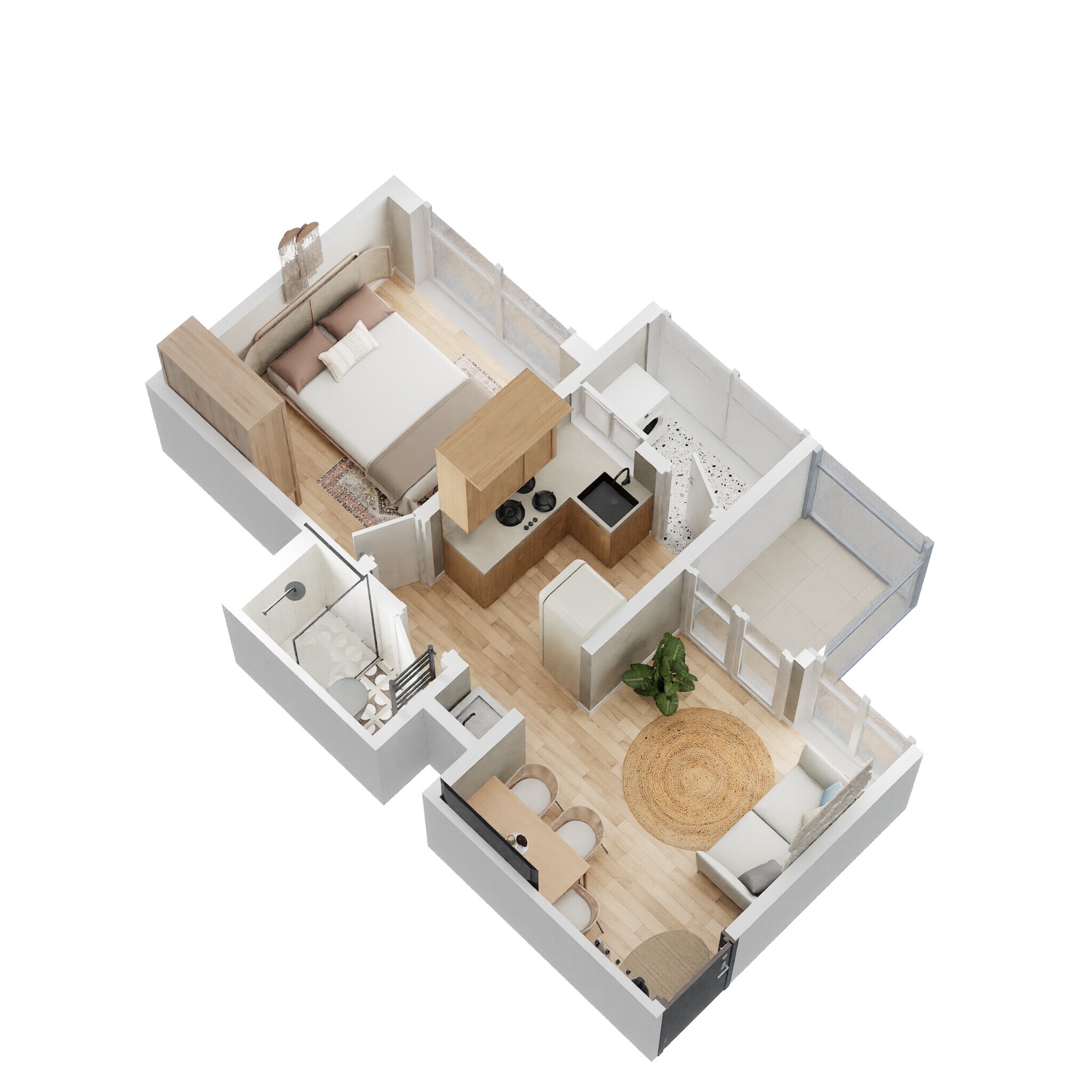 Floor plan of 1 BHK 330 Sq. Ft. Apartment in Platinum Nirvana, Pune
