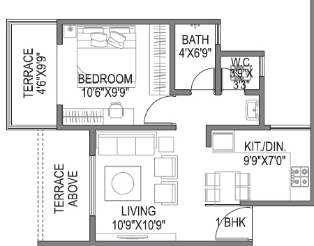 1 BHK 414 Sq. Ft. Apartment in Platinum Park