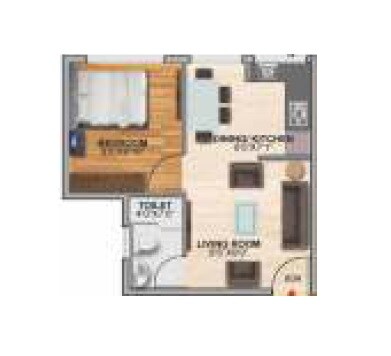 Floor plan of 1 BHK 349 Sq. Ft. Apartment in Playtor Ranjangaon, Pune