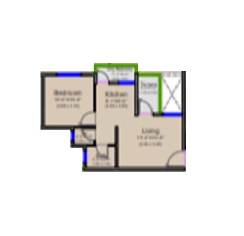 Floor plan of 1 BHK 376 Sq. Ft. Apartment in Pokar Laxmi Homes, Pune