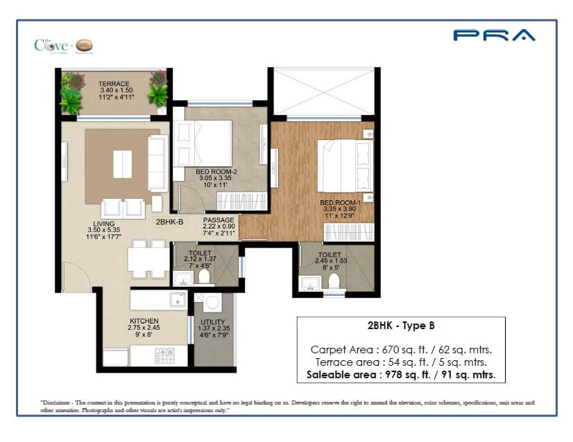 2 BHK 978 Sq. Ft. Apartment