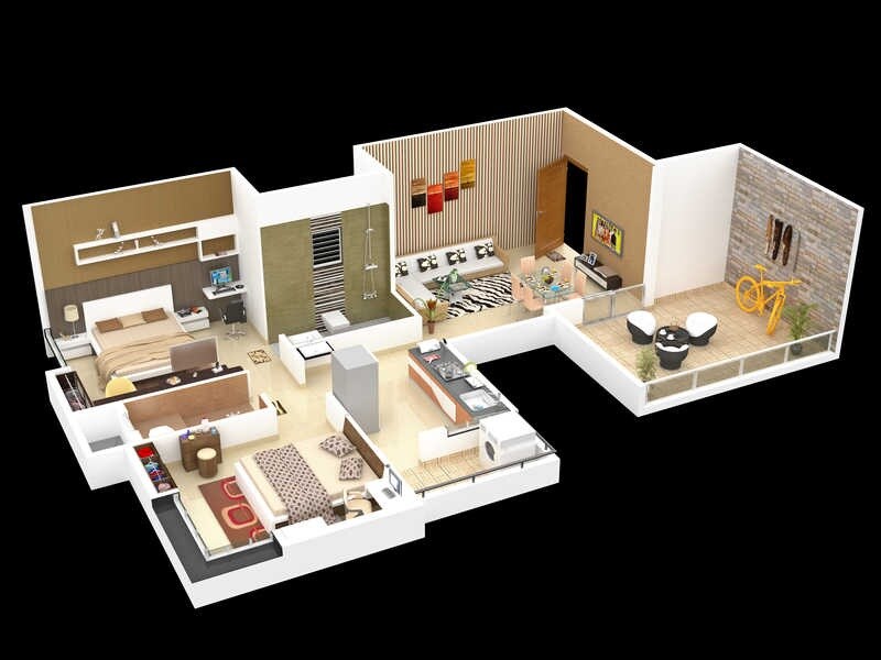 Floor plan of 2 BHK 545 Sq. Ft. Apartment in Pragati Nandini Bellus, Pune