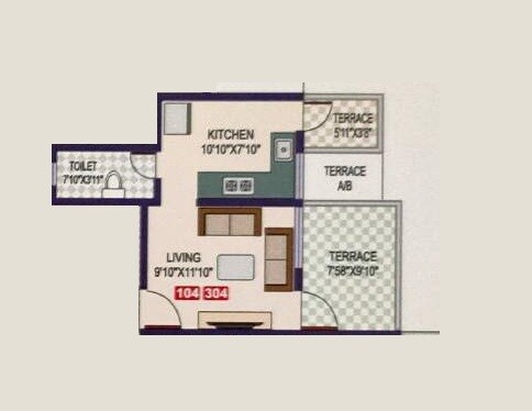 Floor plan of 238 Sq. Ft. Studio in Prakash Gateway, Pune