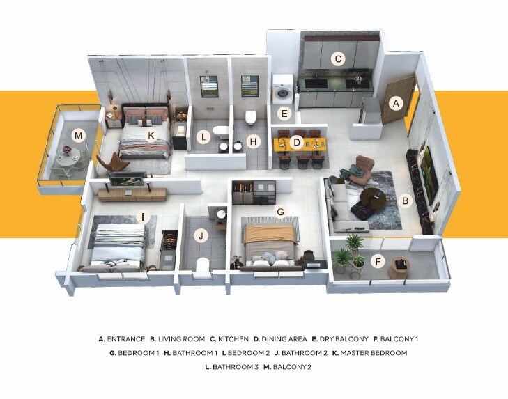 3 BHK 801 Sq. Ft. Apartment