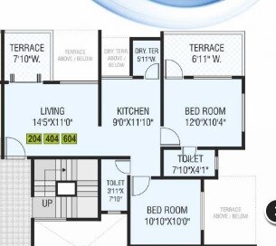 2 BHK 960 Sq. Ft. Apartment