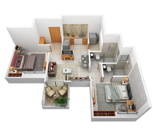 Floor plan of 2 BHK 420 Sq. Ft. Apartment in Prasad Pyramid County, Pune