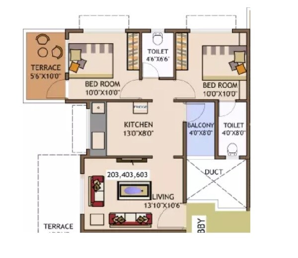 2 BHK 418 Sq. Ft. Apartment