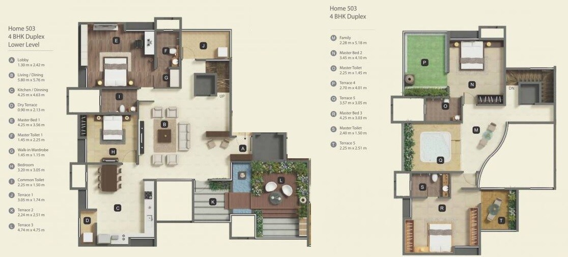 Floor plan of 4 BHK 1586 Sq. Ft. Apartment in Prathamesh Gallardo, Pune