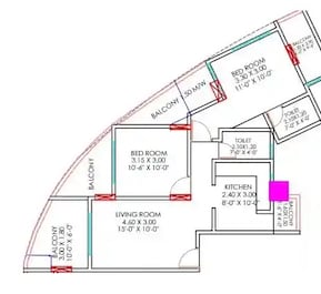 2 BHK 588 Sq. Ft. Apartment in Prathamesh Samaira Tower