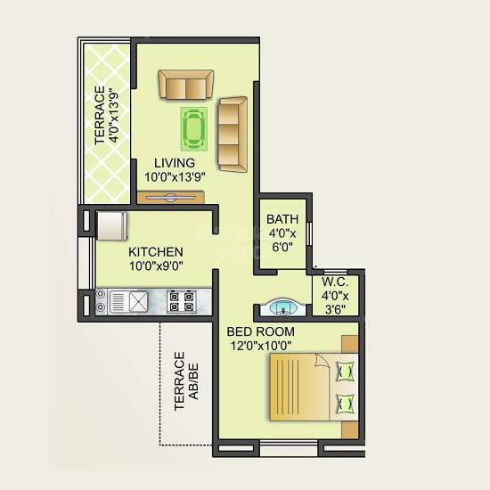 1 BHK 379 Sq. Ft. Apartment