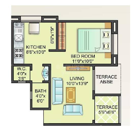 1 BHK 439 Sq. Ft. Apartment