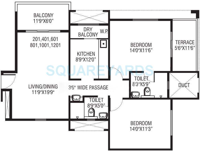 2 BHK 1206 Sq. Ft. Apartment in Pride Irene Tower