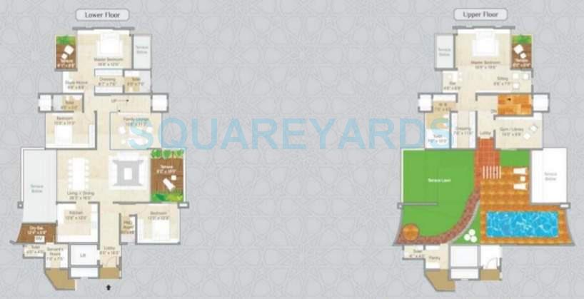 Floor plan of 4 BHK 5180 Sq. Ft. Apartment in Pride Purple Park Grandeur, Pune
