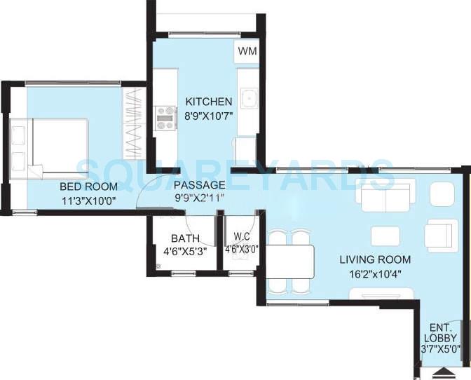 1 BHK 660 Sq. Ft. Apartment
