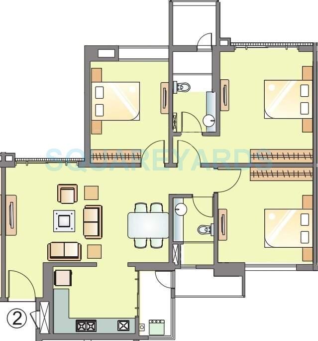 Other, pride-purple-park-titanium 2.5 Bedroom 1200 Sq.Ft. Apartment In Jagtap Dairy Pune 9001728