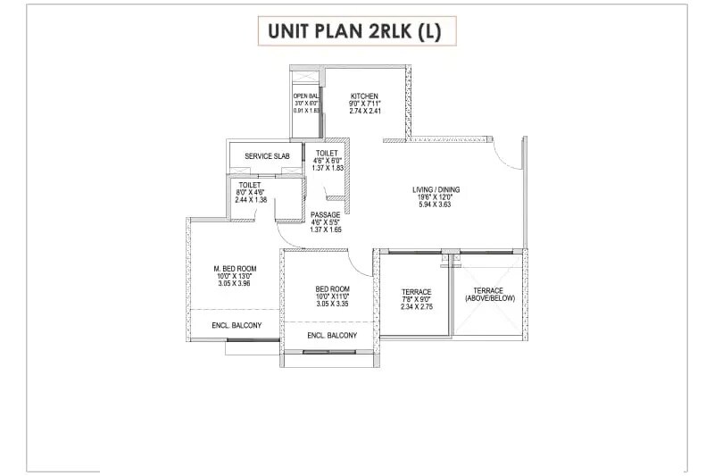 Floor plan of 2 BHK 538 Sq. Ft. Apartment in Pride Purple Park Astra, Pune