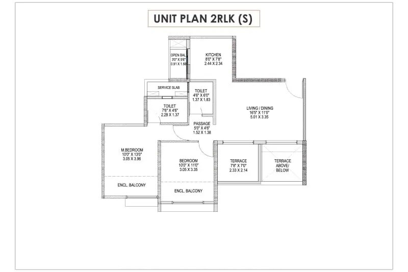 Floor plan of 2 BHK 688 Sq. Ft. Apartment in Pride Purple Park Astra, Pune