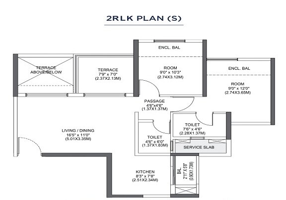 Floor plan of 2 BHK 526 Sq. Ft. Apartment in Pride Purple Park Connect, Pune