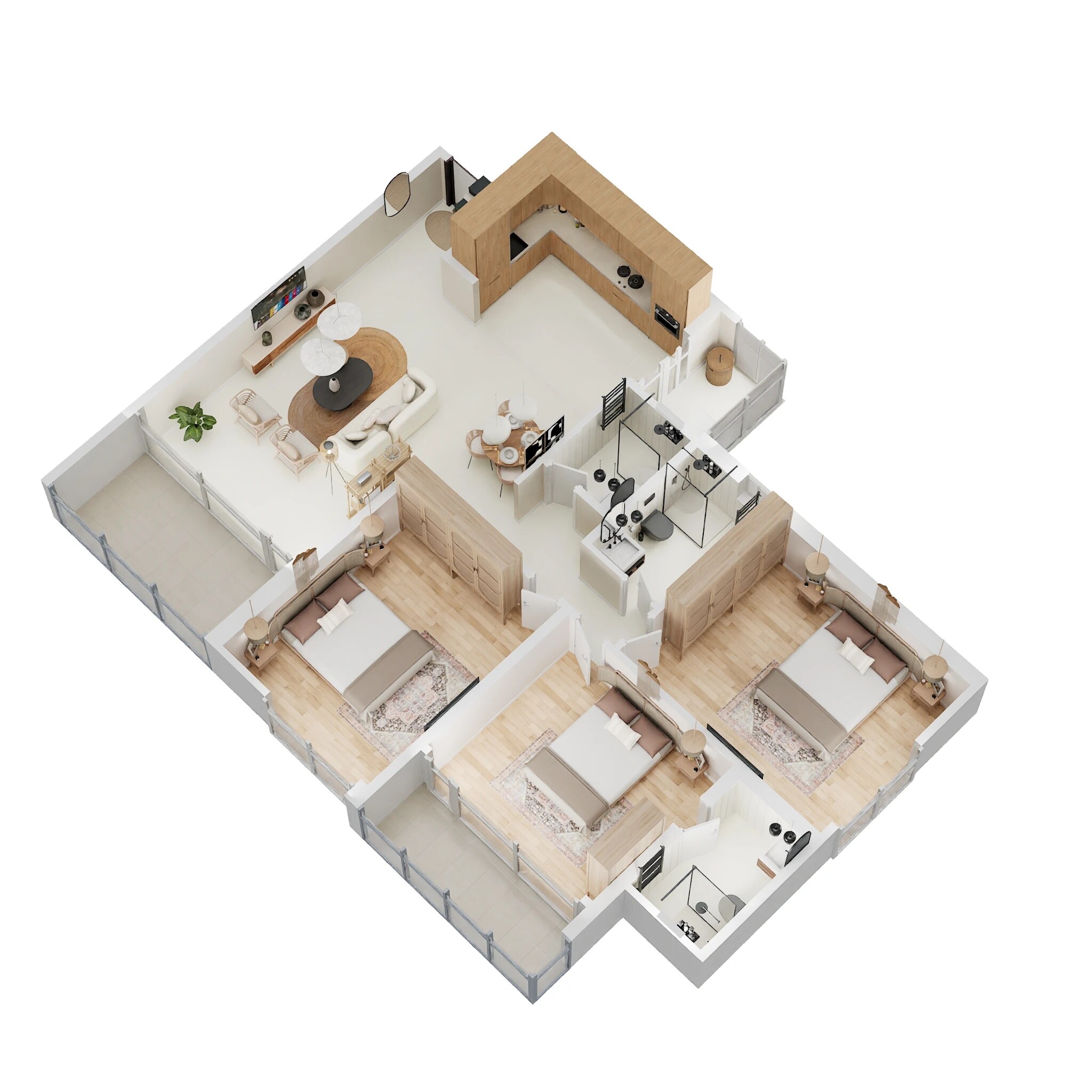 Floor plan of 3 BHK 1063 Sq. Ft. Apartment in Pride Purple Park Titan, Pune