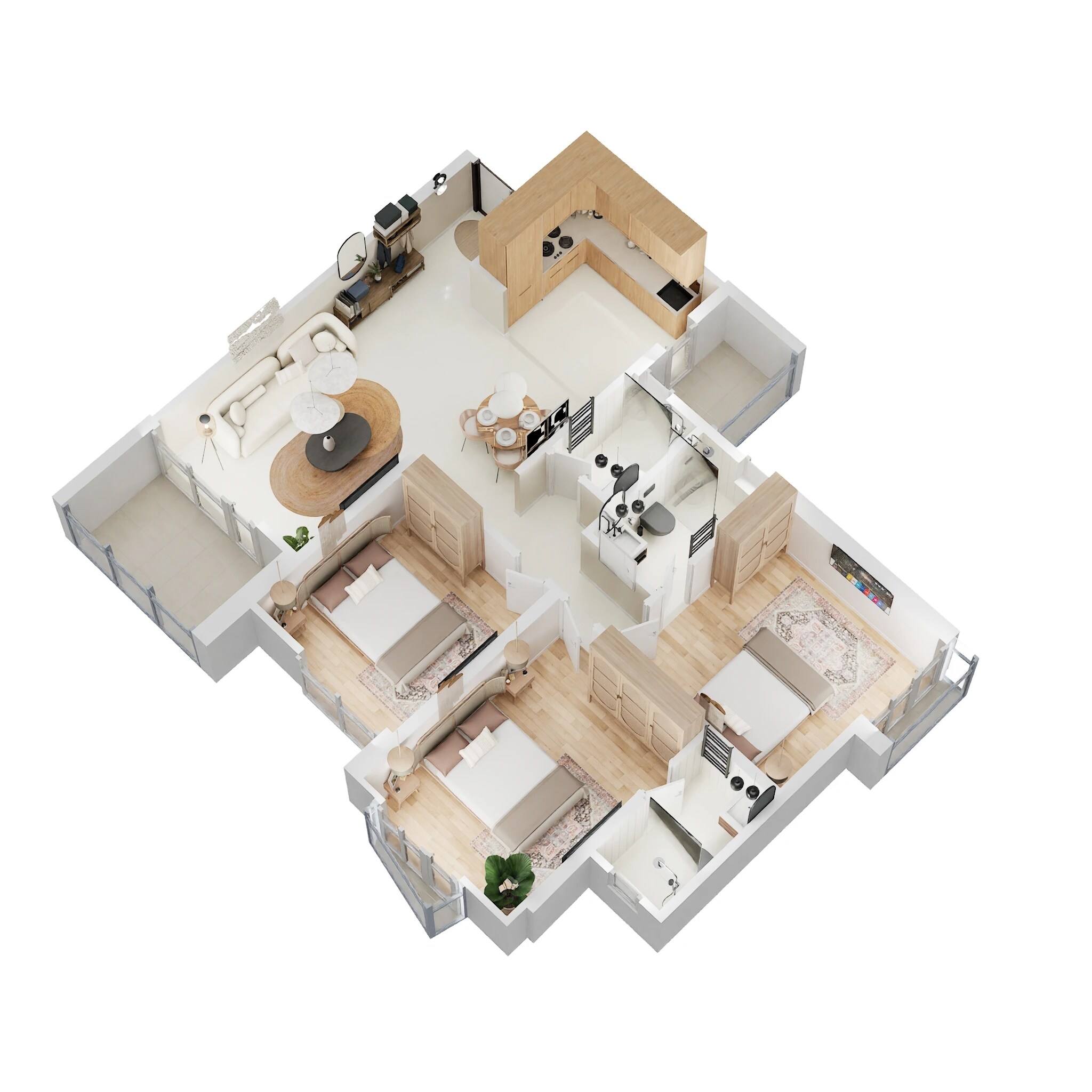 Floor plan of 3 BHK 988 Sq. Ft. Apartment in Pride Purple Park Titan, Pune