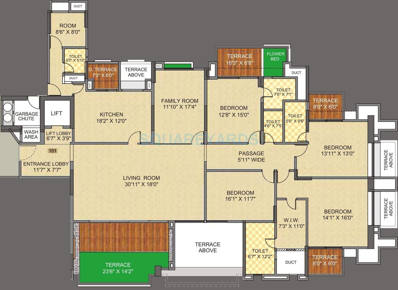 Floor plan of 4 BHK 2672 Sq. Ft. Apartment in Pride Purple The Spires, Pune