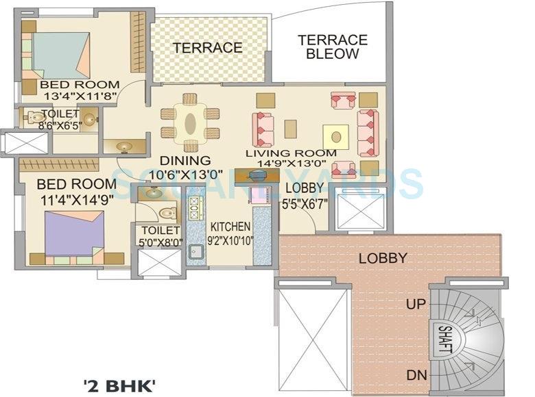 2 BHK 1100 Sq. Ft. Apartment