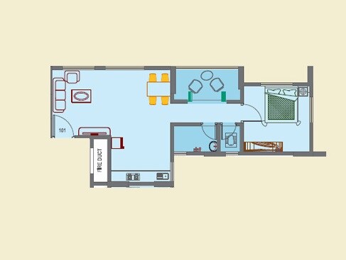 Floor plan of 1 BHK 434 Sq. Ft. Apartment in Pride Signum, Pune