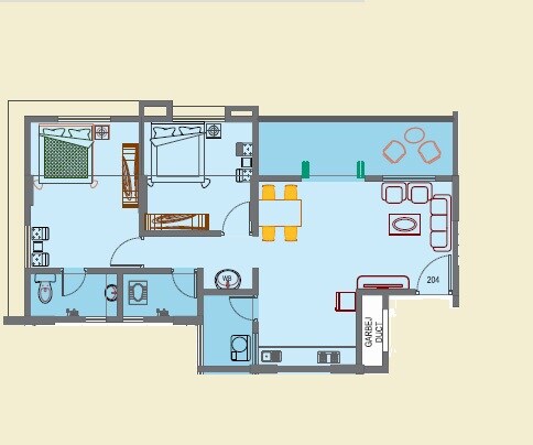 Floor plan of 2 BHK 492 Sq. Ft. Apartment in Pride Signum, Pune