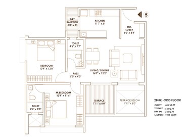  2 BHK Apartment at Pride World City Brooklyn, Charholi Budruk – for Rent