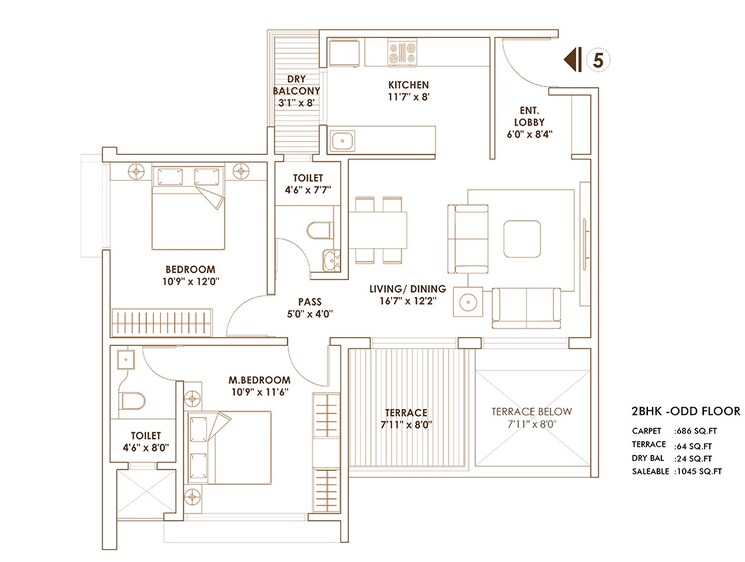 Other, pride-world-city-brooklyn 2 Bedroom 672 Sq.Ft. Apartment In Charholi Budruk Pune 8677963