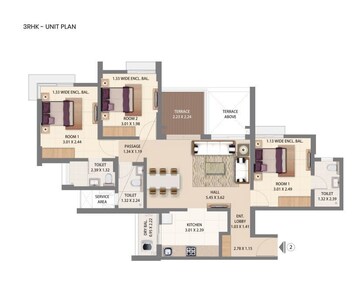  3 BHK Apartment at Pride World City Kingsbury, Charholi Budruk – for Rent