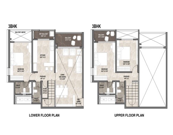 Floor plan of 3 BHK 1393 Sq. Ft. Apartment in Pride World City Montreal, Pune