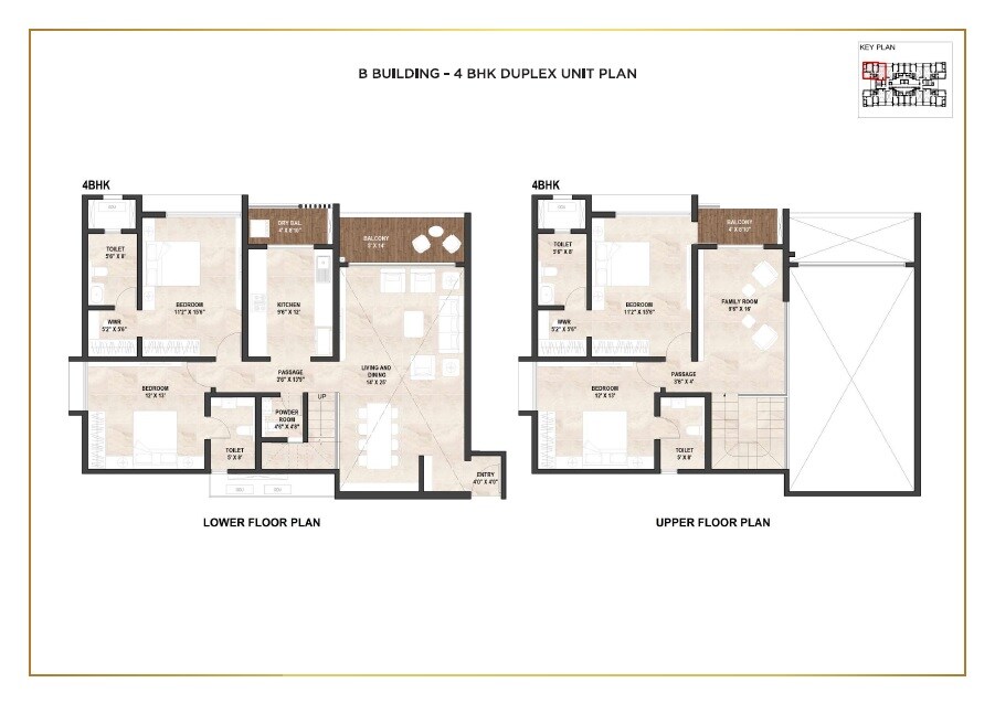 Floor plan of 4 BHK 1919 Sq. Ft. Apartment in Pride World City Montreal, Pune