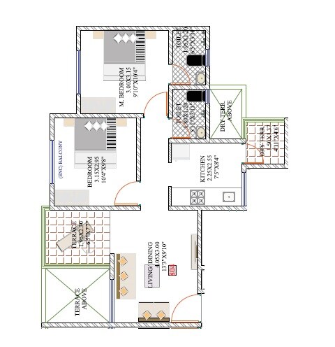 2 BHK 584 Sq. Ft. Apartment
