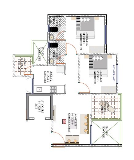 2 BHK 705 Sq. Ft. Apartment