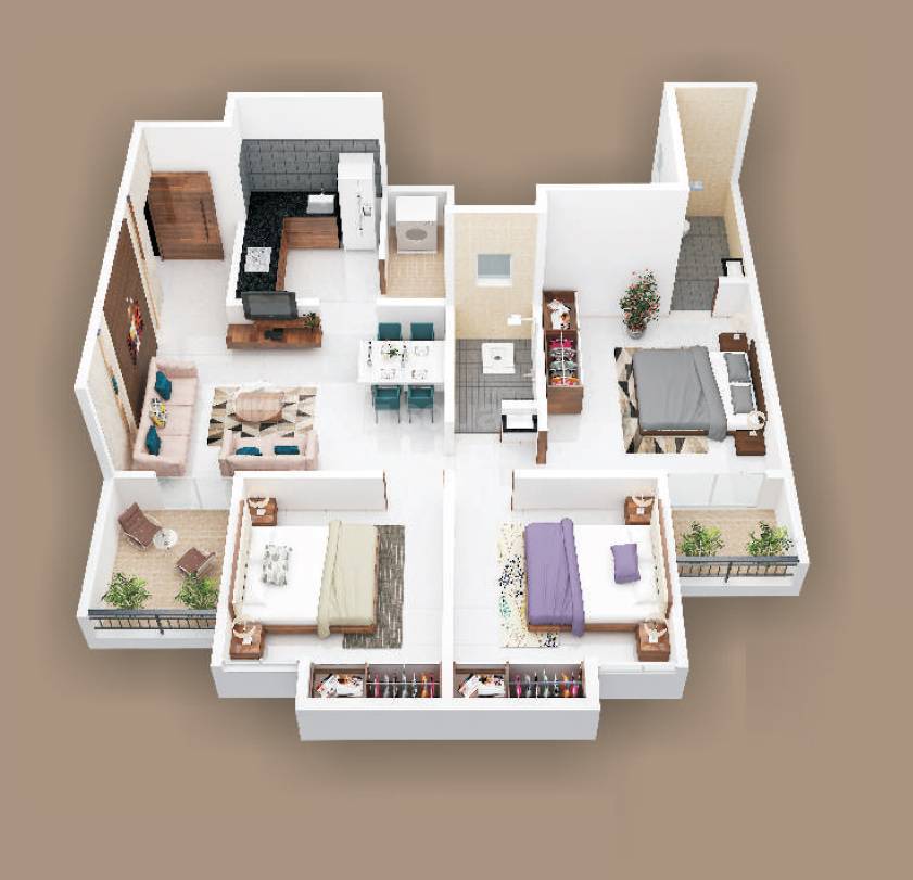 2 BHK 842 Sq. Ft. Apartment