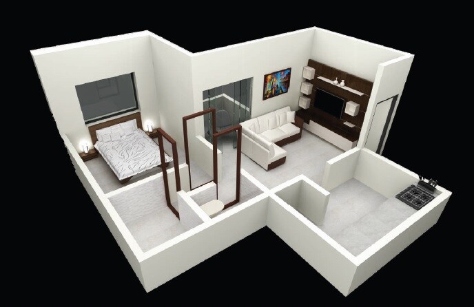 Floor plan of 1 BHK 441 Sq. Ft. Apartment in Primedale Treemount Phase 2, Pune
