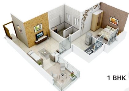 Floor plan of 1 BHK 367 Sq. Ft. Apartment in Pristine Aakanksha, Pune