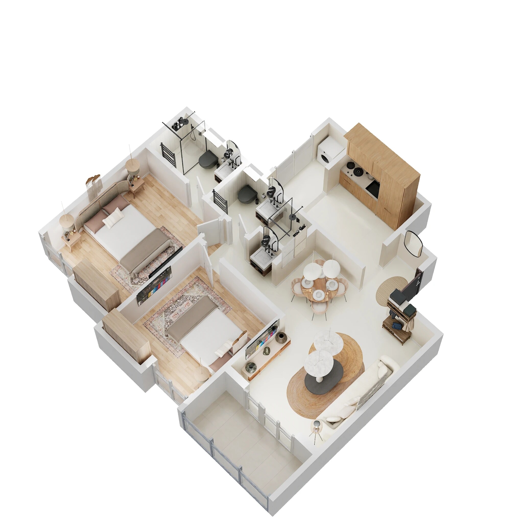 Floor plan of 2 BHK 666 Sq. Ft. Apartment in Pristine Allure, Pune
