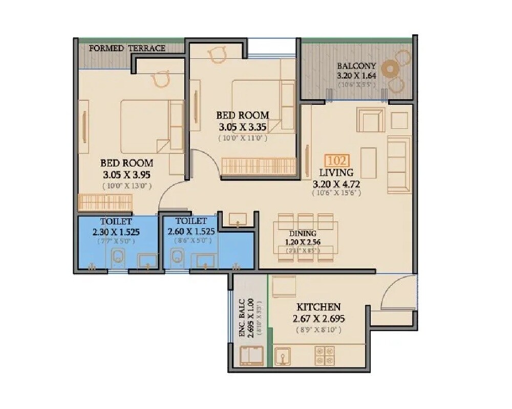 Other, pristine-allure 2 Bedroom 782 Sq.Ft. Apartment In Kharadi Pune 9047762