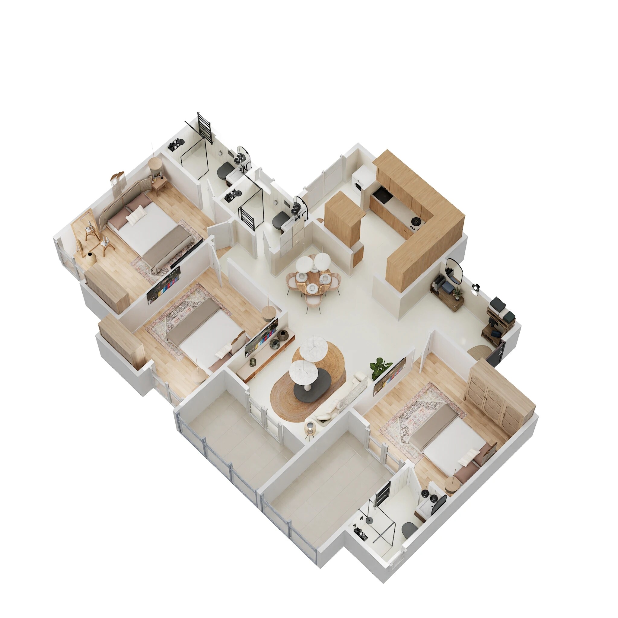 Floor plan of 3 BHK 832 Sq. Ft. Apartment in Pristine Allure, Pune
