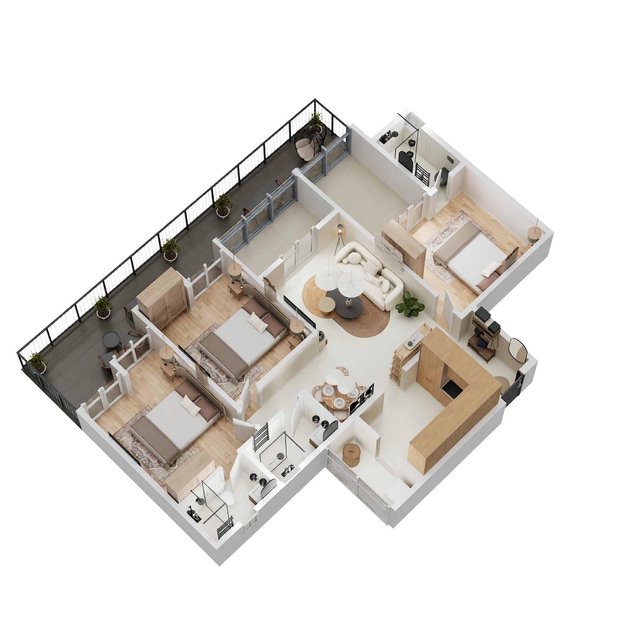 Floor plan of 3 BHK 863 Sq. Ft. Apartment in Pristine Allure, Pune