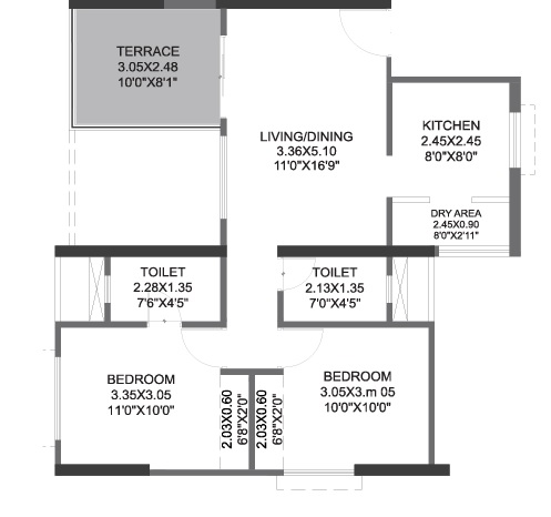 2 BHK 487 Sq. Ft. Apartment in Pristine Equilife Homes Phase III