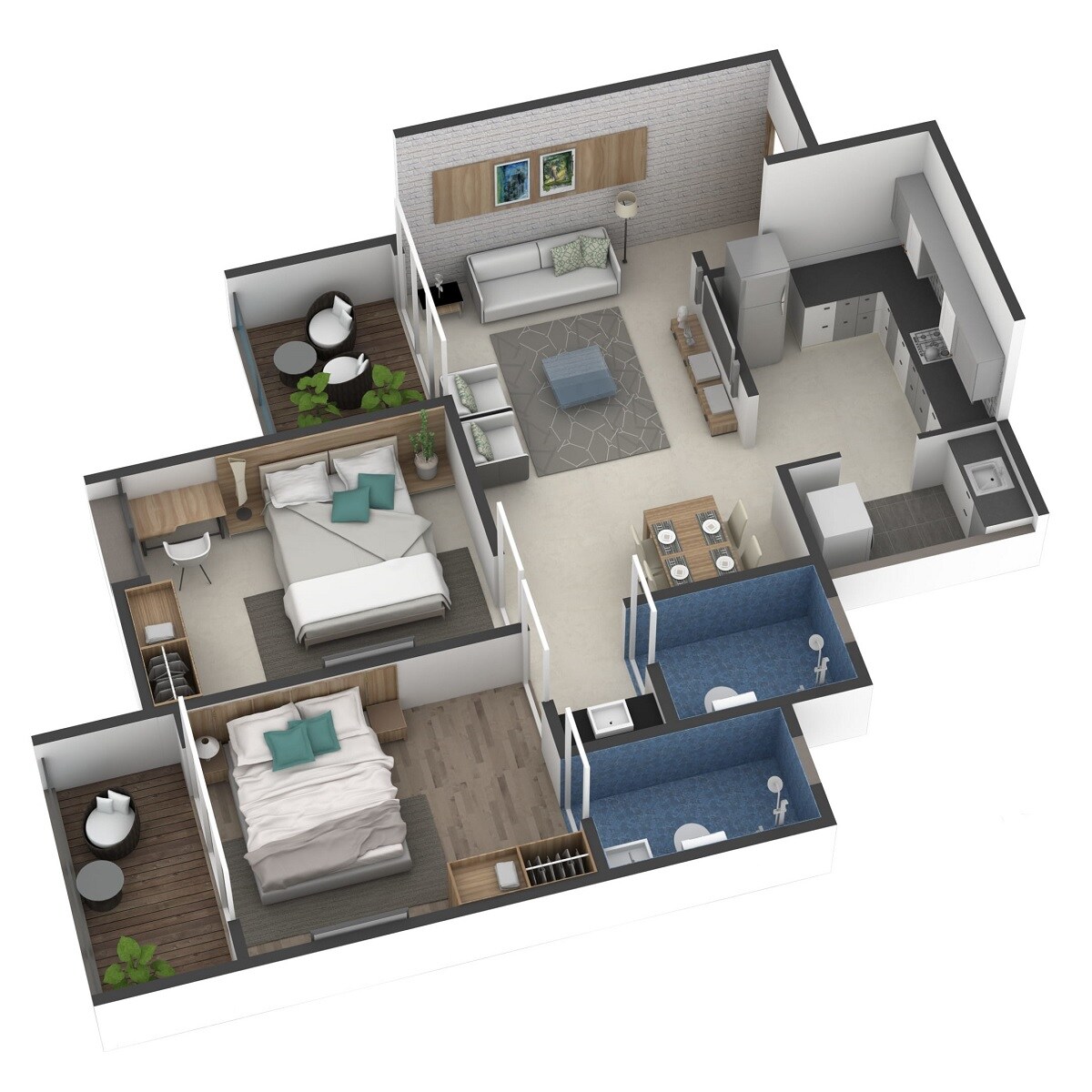 Floor plan of 2 BHK 787 Sq. Ft. Apartment in Pristine ILife, Pune