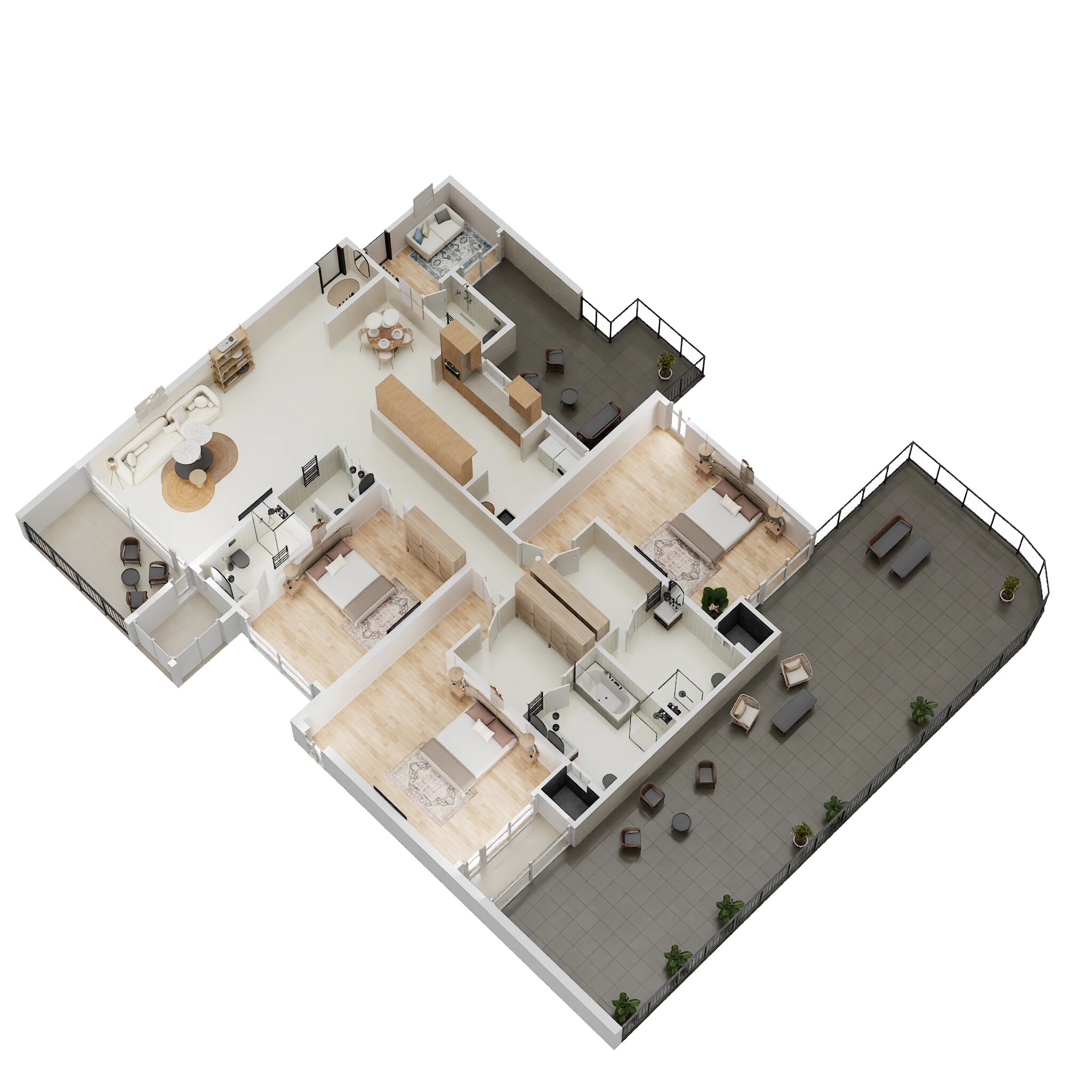 Floor plan of 3 BHK 2025 Sq. Ft. Apartment in Pristine Kyra, Pune